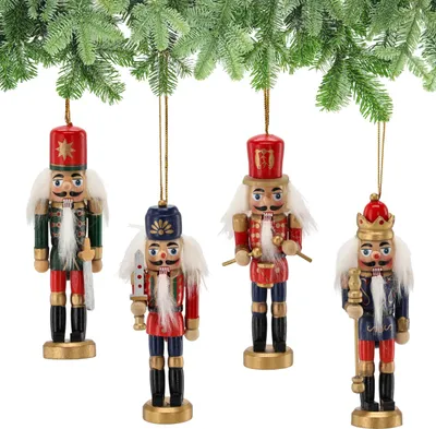 Produktbild von Weihnachtsdekorationsset HOLZSOLDIER 12,5 cm, Christbaumschmuck SET 4 Stück