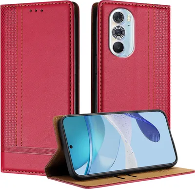 Immagine prodotto di Custodia per Motorola Edge 30 Pro in pelle con funzione di supporto rosso