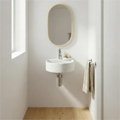 Produktbild von IZIA 30 cm rundes Wandwaschbecken aus Terrazzo