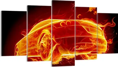 Produktbild von Bild auf Leinwand - Leinwandbild - Auto Feuer Illustration - 160x85cm - Wand Bild - Wanddeko - Leinwanddruck - Bilder - Kunstdruck - Wanddekoration - Leinwand bilder - Wandkunst - EA160x85-0204