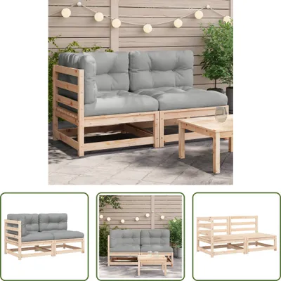 Zdjęcie produktu dla The Living Store sofa ogrodowa z poduszkami 2-osobowa lite drewno sosnowe