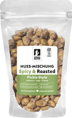 Produktbild von Nussmischung Pickle-Style, geröstet & gewürzt, salzige Nüsse mit Gewürzgurkengeschmack, 150g