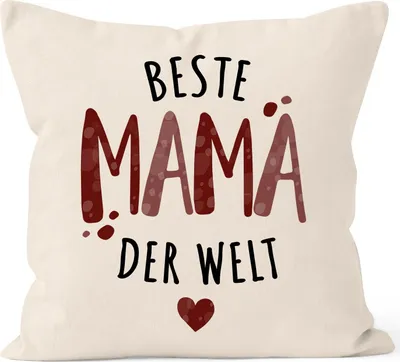 Produktbild von Kissen-Bezug Beste Mama/Bester Papa der Welt Herz Geschenk für Eltern Vater Mutter Muttertag Vatertag Moonworks® Mama 2 natur unisize