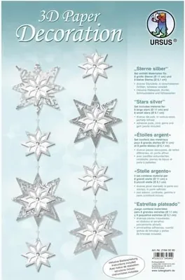 Produktbild von Bastelset 3D Paper Decoration Sterne silber