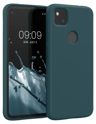 Produktbild von kwmobile Hülle kompatibel mit Google Pixel 4a Hülle - gummierte TPU Silikon Handyhülle - Schutzhülle für kabelloses Laden - Case in Petrol matt