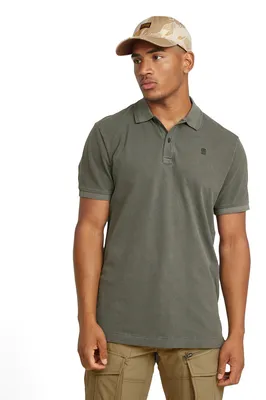 Productafbeelding van G-STAR heren Dunda Overdyed slim fit polo, groen (Shadow Olive, modelnummer D11595-D756-D)