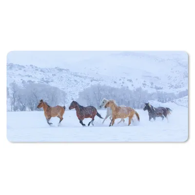 Produktbild von MuchoWow® Mauspad Mousepad Pferde - Schnee - Winter 60x30 cm - Mousepads - Maus Mat - Pad - Mausunterlage - Nachhaltig