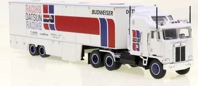 Produktbild von Brekina 85740, Kenworth K 100 Aerodyne Renntransport- Datsun 1:87 (H0)