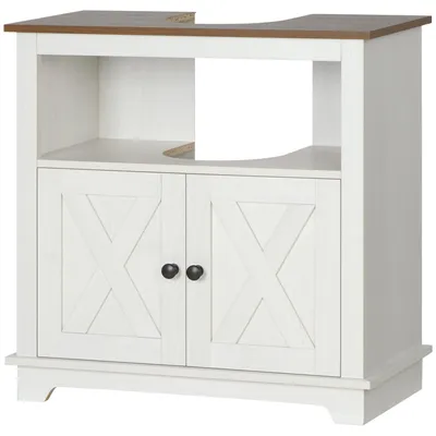 Produktbild von Badezimmer-Waschtisch mit Nische und Doppeltš¹rschrank, 60 x 30 x 60 cm, wei?