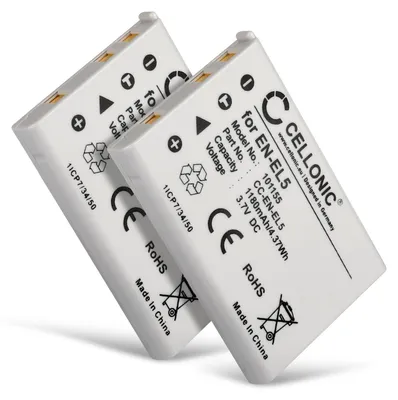Image de CELLONIC 2x Batterie pour Appareil photo Compatible avec Nikon Coolpix 5200, Coolpix P510, Coolpix P500, EN-EL5 - (1180mAh, 3.7V)