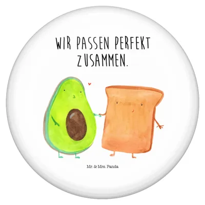 Produktbild von Mr. & Mrs. Panda Pin Avocado Toast - Weiß - Geschenk, Badge, Hochzeitsgeschenk, Plakette, Liebe, Toastbrot, Anstecker, Hochzeit, Sprüche Button