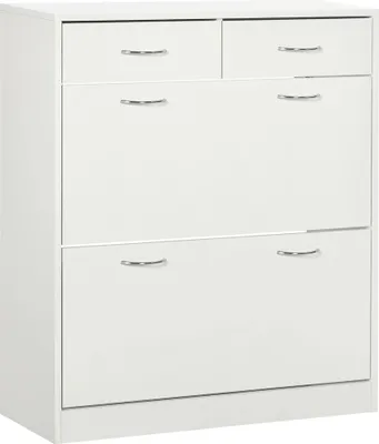 Image de Armoire à chaussures - bascule à chaussures - 2 compartiments basculants - 80 x 30 x 91,5 cm - Blanc