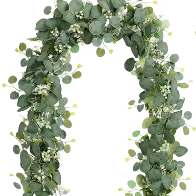 Produktbild von Künstliche Eukalyptus Girlande 2er Set 1,8 m Grün Deko für Hochzeit Party Balkon