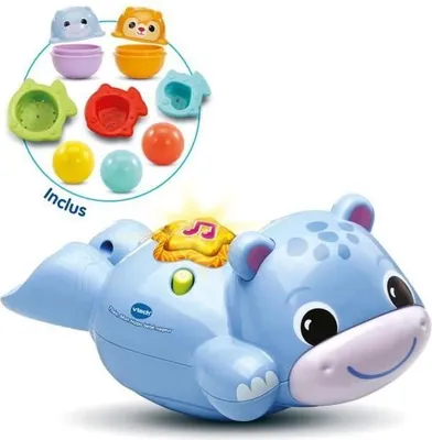 Image de VTech Théo Mon Hippo Bébé Nageur, Jouet de Bain Électronique, 1-5 Ans, 8 Accessoires Inclus, 3 Piles LR03 Fournies