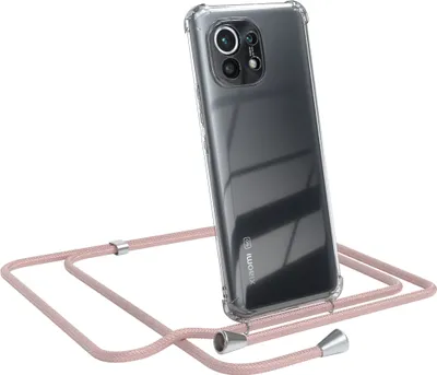 Produktbild von EAZY CASE Handykette kompatibel mit Xiaomi Mi 11 5G, Handyhülle mit Umhängeband, Handykordel, Schutzhülle Clear, Band in Rosa