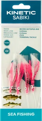 Immagine prodotto di Kinetic Sabiki Micro Octopus #3/0 Rosa UV Sgombro Cod Coalfish Leader