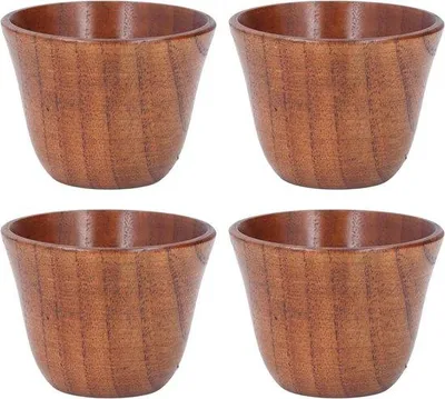 Produktbild von Holzbecher Set 4 Stück 75ml Isolierbecher für Kaffee Tee