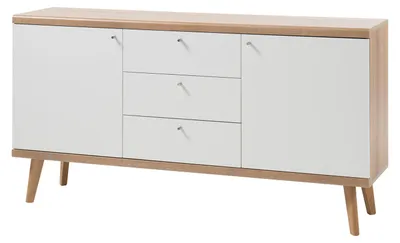 Produktbild von Sideboard Merle Kommode 160x40x83cm Eiche Riviera / weiß matt