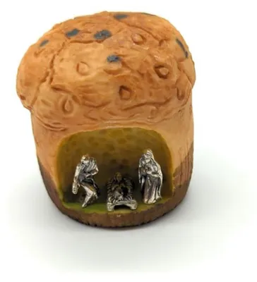 Mini-Krippe aus Harz, Heilige Familie aus Metall, 4x7 cm, Weihnachtsdekoration