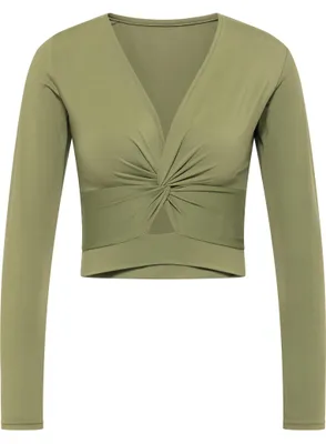 Produktbild von T-Shirt Cropped-Style Knotenoptik V-Ausschnitt Grün L