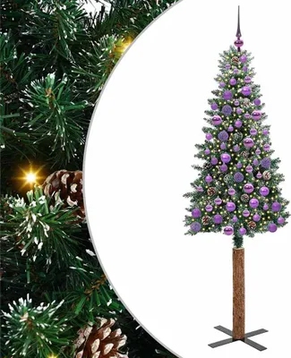 Image de vidaXL Sapin de Noël élancé avec 300 LED avec support Vert 180 cm