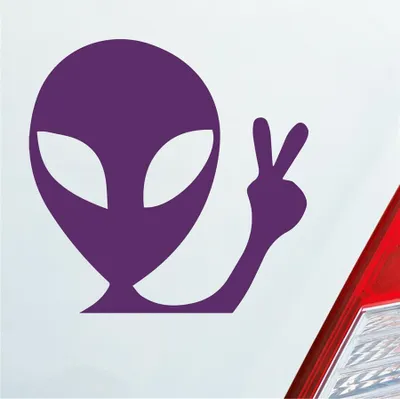Produktbild von Auto Aufkleber XL Alien Außerirdischer Peace E.T. ET 20x20 cm Lila Sticker Heckscheibenaufkleber