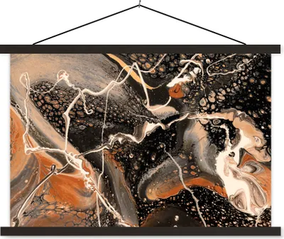 Produktbild von MuchoWow® Textilposter Acrylfarbe - Rot - Schwarz 60x40 cm mit schwarzem Rahmen - Hölzernes