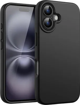 A black silicone phone case is shown next to a smartphone.