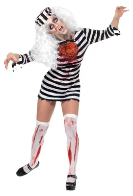 Produktbild von Halloween! Smiffys Zombiekostüm Sträfling, mit Kleid, Latexteil und Mütze