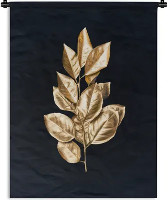 Produktbild von MuchoWow® Wandteppich Wandbehang Pflanze - Blätter - Gold - Schwarz - Luxus 150x200 cm Tapisserie Dekoration Wandtuch - Wandaufhängung - Moderner