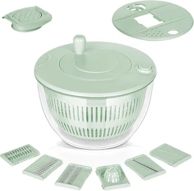 Produktbild von Saladspinner mit Gemüseschneider - 3-in-1 Funktion - SZKKQKJ99981