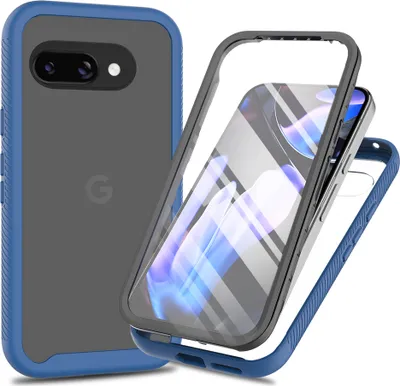 Image de Étui pour Google Pixel 9A, bumper avec protecteur d'écran intégré Étui de protection 360° pour le corps entier bleu royal