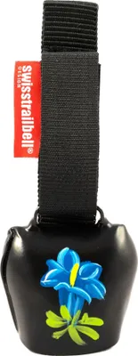Produktbild von swisstrailbell® Deep Black mit Alpen Enzian, Fahrrad Klingel, Trailbell, Bear Bell