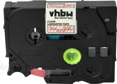 Produktbild von vhbw Schriftband-Kassette kompatibel mit Brother PT P300BT, P750TDI, P700, H75S, P750, P750W Etiketten-Drucker 8m x 9mm Rot auf Transparent, Laminiert