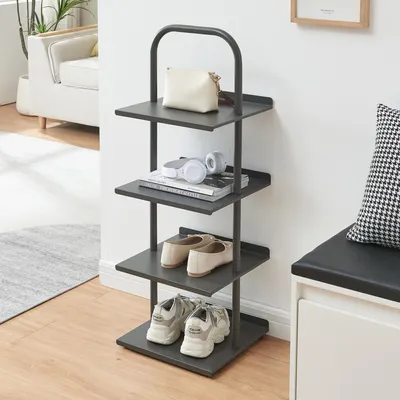 Zdjęcie produktu dla Półka na buty "Poytya" na 4 pary, stal, 96 x 34 x 32 cm, kolor antracytowy