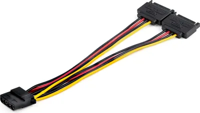 Obrázok produktu pre StarTech.com DSATPMOLP4, 0,15 m, 2 x SATA 15-pin, Molex (4-pin), Samec, Samica, Priamy