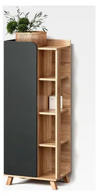 Produktbild von Midischrank Marano, Anthrazit, 50 x 128 cm mit Tür und offenen Fächern