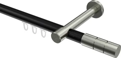 Produktbild von Interdeco Innenlaufstange / Gardinenstange mit Innenlauf Schwarz / Edelstahl-Optik, Typ Prestige Elanto (Rillenzylinder), 20 mm Ø 1-läufig, 280 cm