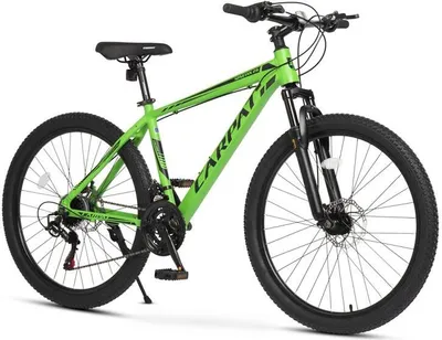 Image de AIORBER Hardtail, 26 pouces, avec dérailleur 21 vitesses & fourche suspendue, cadre aluminium, passage de câbles intégré, 85% prémonté,pour trail & outdoor, vert