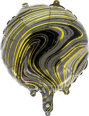 Produktbild von Folienballon Rund 45cm Schwarz Gold Linie – Party Deko Geburtstag Hochzeit