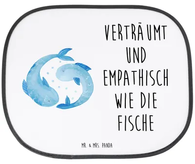 Produktbild von Mr. & Mrs. Panda pkw sonnenschutz Sternzeichen Fische - Weiß - Geschenk, Auto, Geburtstag März, saugnapf, Sonnenblende, Seitlicher, Februar, Scheibenschutz, Fisch