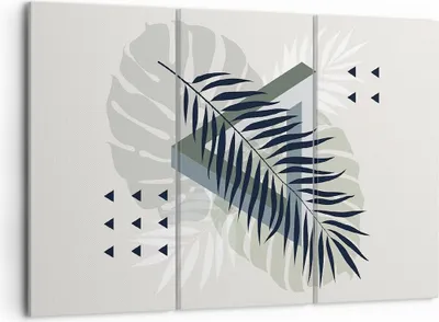 Produktbild von Bild auf Leinwand - Leinwandbild - 3 Teile - Monstera Palme Grafik - 105x70cm - Wand Bild - Wanddeko - Wandbilder - Leinwanddruck - Bilder - Wanddekoration - Leinwand bilder - Wandbild - CE105x70-4519
