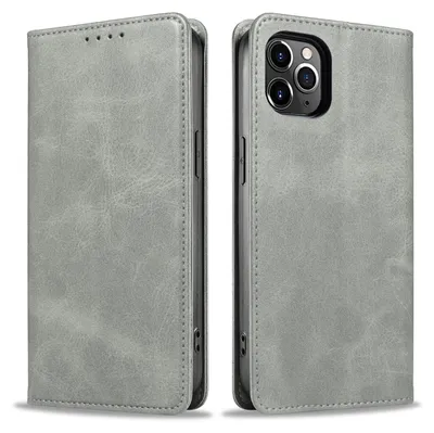 Produktbild von Handyhülle für Apple iPhone 11 Pro Kunstleder Flip Cover Hülle Klapphülle Case Kartenfach Farbe: Grau
