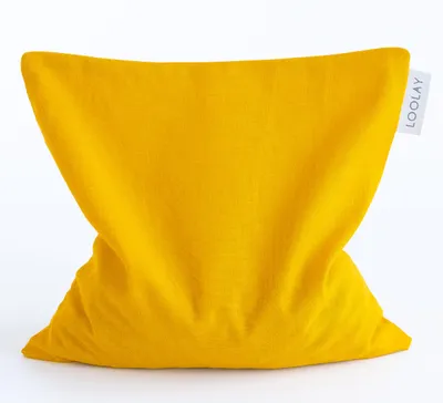 Zdjęcie produktu dla ŻÓŁTA poduszka z pestkami wiśni 20x20 cm (350 g) Poduszka rozgrzewająca/okład chłodzący Ręcznie wykonana Prezent Naturalna i ekologiczna Bawełna najwyższej jakości
