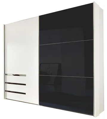 Image de Armoire à portes coulissantes, hauteur 200 cm, 2 portes, blanche avec vitres grises