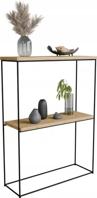 Zdjęcie produktu dla Konsola metalowa toaletka stolik półka stojąca loft czarny artisan 60x20h80