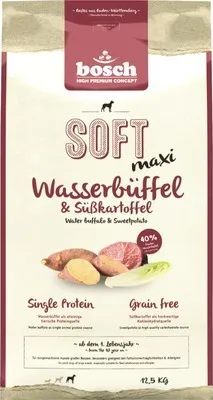 Produktbild von bosch Tiernahrung SOFT Maxi Wasserbüffel & Süßkartoffel 12.5kg, Adult, Groß (26-44 kg), Büffel, Süßkartoffeln, 12,5 kg
