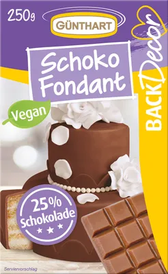 Produktbild von BackDecor Schokoladen Fondant, 250 g | 100% Vegan | Palmölfrei | Schokoladengeschmack