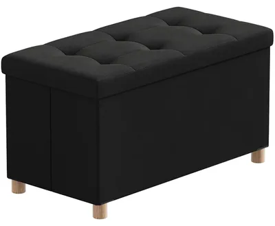 Sitzbank mit Stauraum, klappbar, schwarz, 76x38x38 cm