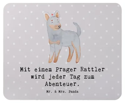 Produktbild von Mr. & Mrs. Panda Mouse Pad Prager Rattler Abenteuer - Grau Pastell - Geschenk, kleine Hunde, treue Begleiter, Hunderassen Vielfalt, Mousepad, Hunderasse, Hund, Liebe